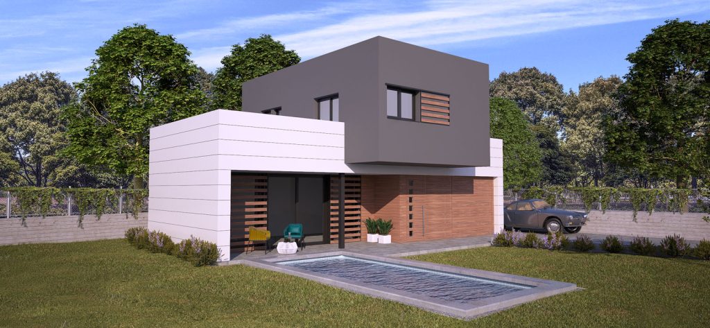 casa prefabricada de 150 metros en hormigón y acero